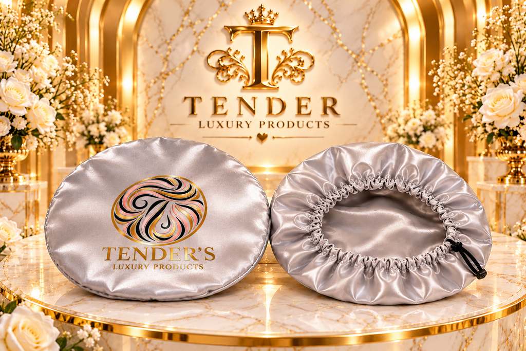 Tender Luxury Hair Silver Satin Bonnet with Adjustable Drawstring
