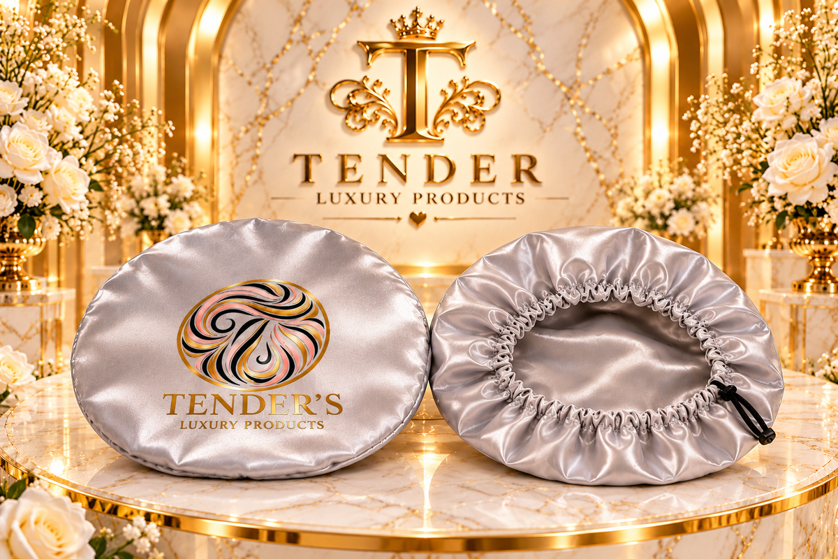 Tender Luxury Hair Silver Satin Bonnet with Adjustable Drawstring